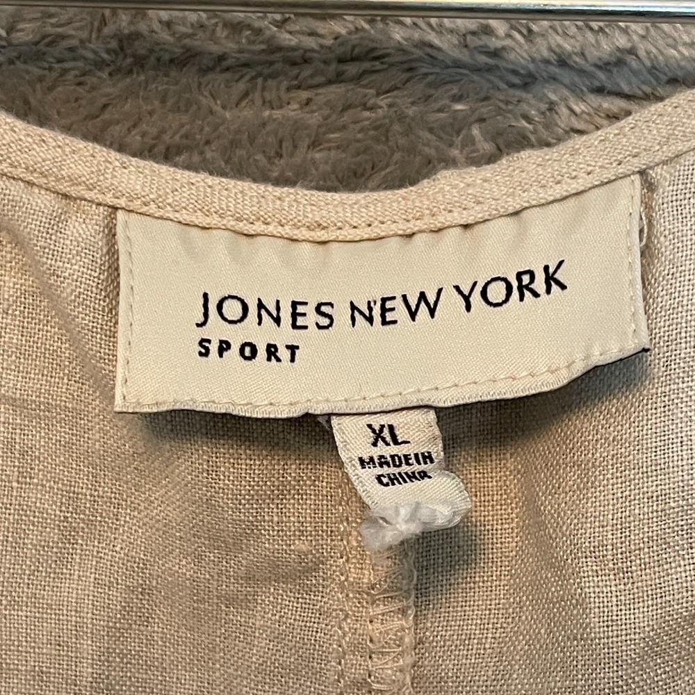 Jones New York Women Linen Midi Maxi Dress XL Cream Neutral Lagenlook Minimalist - Picture 4 of 9